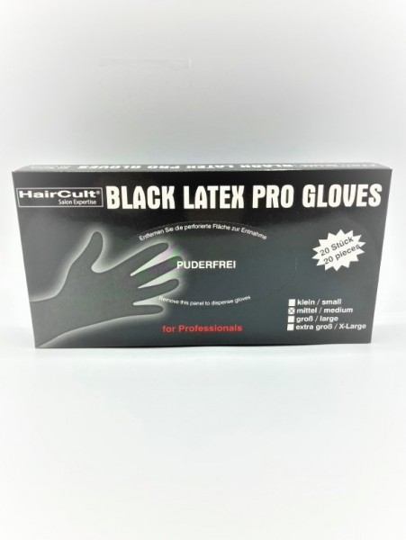 Haircult Black Latex Pro Handschuhe Medium 20 St.