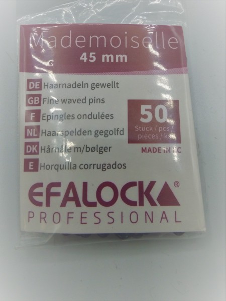 Efalock Haarnadeln Mademoiselle gewellt schwarz 45mm 50 Stück